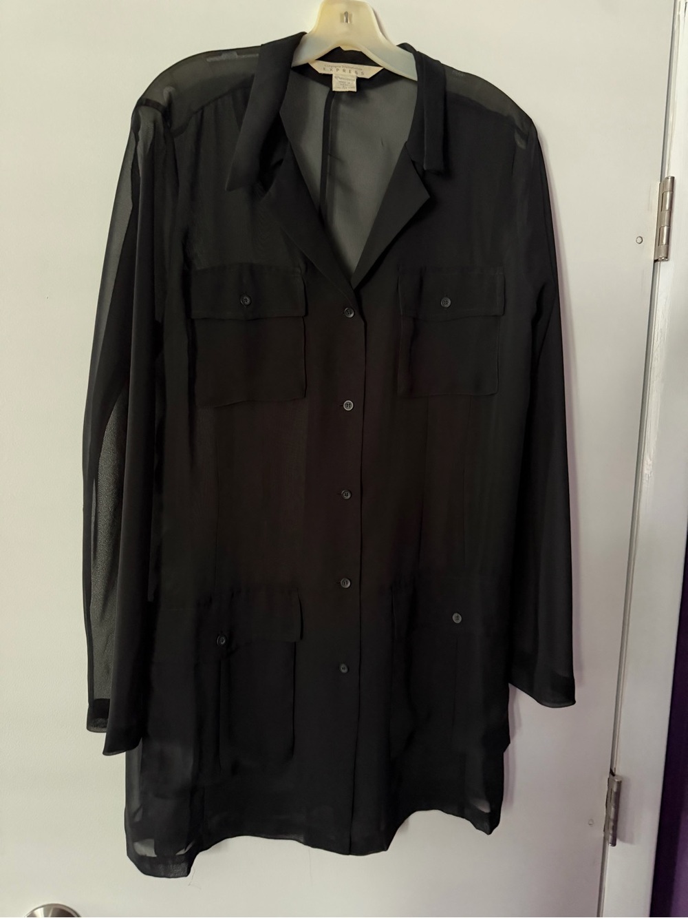 Express Black Sheer Utility Shirt Jacket